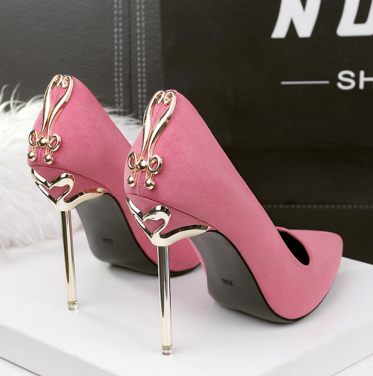 Women's fashion pointed high heels nightclub sexy metal with women's shoes stiletto metal bow banquet