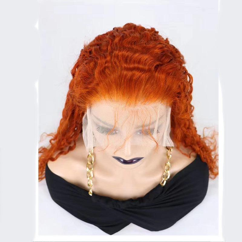 Simple And Casual Water Wave Orange Wig