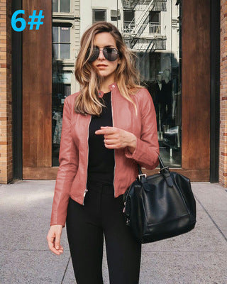 Autumn And Winter Women's Fashion Leather Pu Suit Jacket