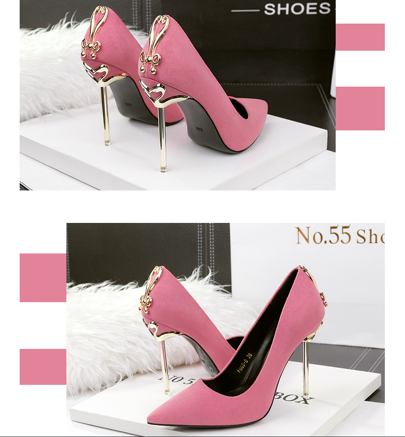 Women's fashion pointed high heels nightclub sexy metal with women's shoes stiletto metal bow banquet