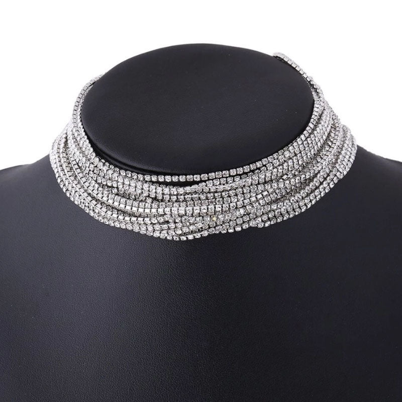 Fashion Hot Selling Rhinestone Multilayer Neckchain Female