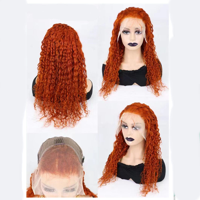 Simple And Casual Water Wave Orange Wig